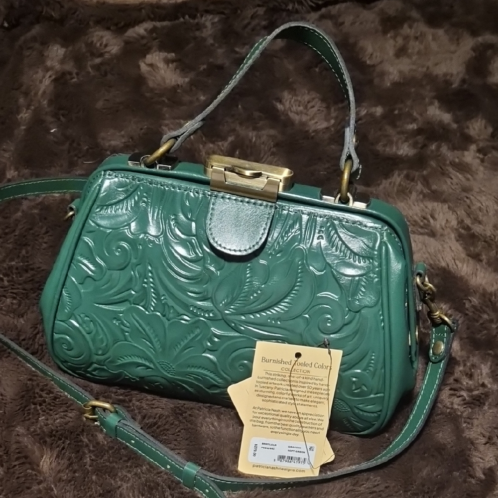 Patricia Nash Green Embossed Crossbody Bag
